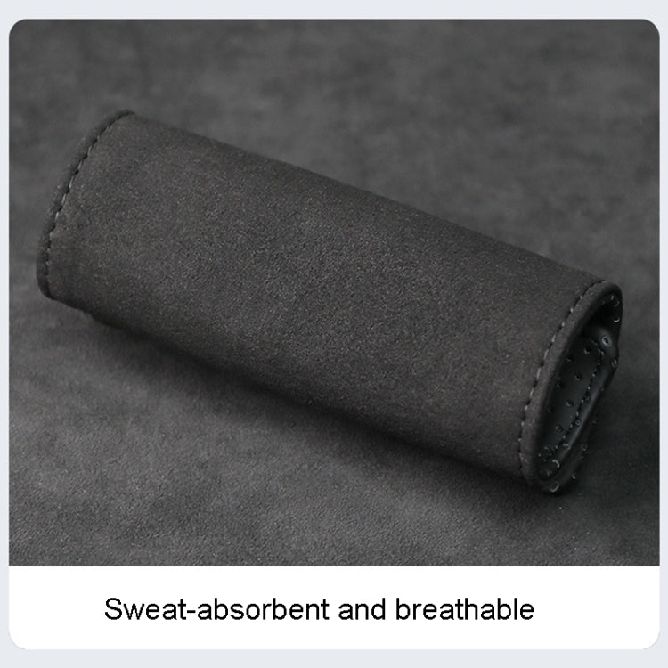 1pair Car Door Handle Decorative Anti-Scratch Cover Car Slippery Leather Inner Door Handle Protective Cover(Black) by buy2fix