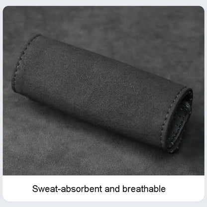 1pair Car Door Handle Decorative Anti-Scratch Cover Car Slippery Leather Inner Door Handle Protective Cover(Black) by buy2fix