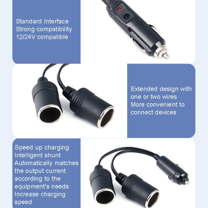 Copper Car Cigarette Lighter Extension 12/24V 10A General 1 Drag 2 Car Charging - Cigar Socket by buy2fix | Online Shopping UK | buy2fix