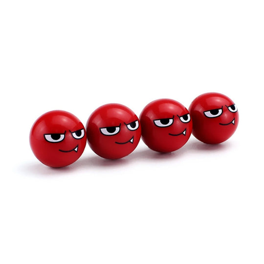 4pcs /Set Devil Ball Tire Valve Caps Automotive Universal Modification Valve Covers(Red)