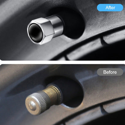 4pcs /Set Hexagonal Metal Tire Valve Caps Automobile Universal Modified Valve Covers(Black) - Tire Valve Caps by buy2fix | Online Shopping UK | buy2fix