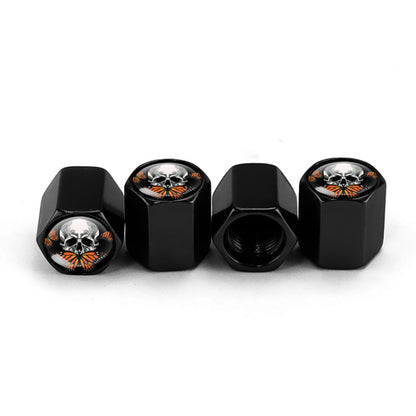 4pcs/set Skull Metal Car Tire Universal Modified Aluminum Alloy Valve Cap(Black) - Tire Valve Caps by buy2fix | Online Shopping UK | buy2fix