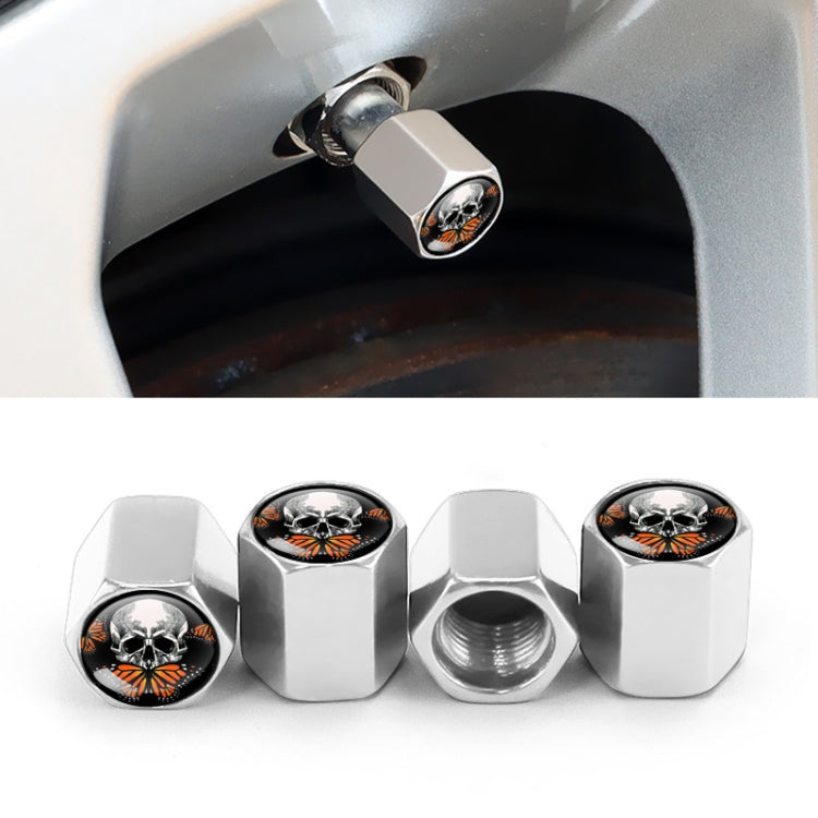 4pcs/set Skull Metal Car Tire Universal Modified Aluminum Alloy Valve Cap(Silver) - Tire Valve Caps by buy2fix | Online Shopping UK | buy2fix