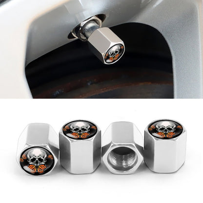 4pcs/set Skull Metal Car Tire Universal Modified Aluminum Alloy Valve Cap(Silver) - Tire Valve Caps by buy2fix | Online Shopping UK | buy2fix