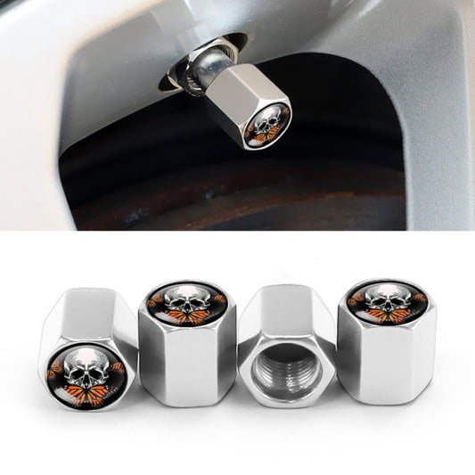 4pcs/set Skull Metal Car Tire Universal Modified Aluminum Alloy Valve Cap(Silver) - Tire Valve Caps by buy2fix | Online Shopping UK | buy2fix