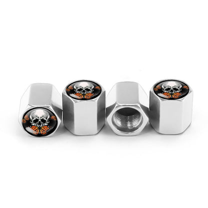 4pcs/set Skull Metal Car Tire Universal Modified Aluminum Alloy Valve Cap(Silver) - Tire Valve Caps by buy2fix | Online Shopping UK | buy2fix