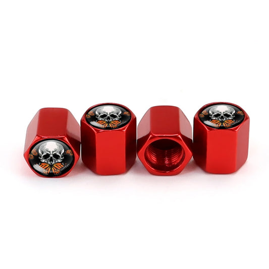 4pcs/set Skull Metal Car Tire Universal Modified Aluminum Alloy Valve Cap(Red) - Tire Valve Caps by buy2fix | Online Shopping UK | buy2fix