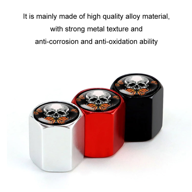 4pcs/set Skull Metal Car Tire Universal Modified Aluminum Alloy Valve Cap(Silver) - Tire Valve Caps by buy2fix | Online Shopping UK | buy2fix