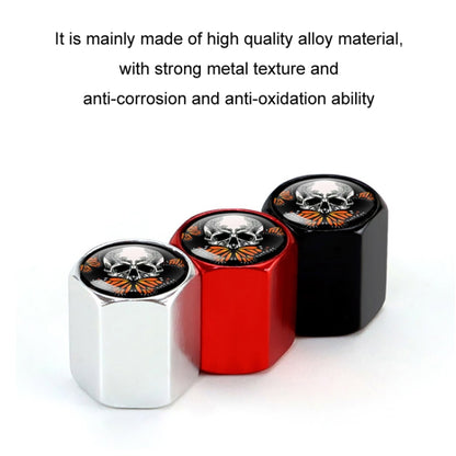4pcs/set Skull Metal Car Tire Universal Modified Aluminum Alloy Valve Cap(Silver) - Tire Valve Caps by buy2fix | Online Shopping UK | buy2fix