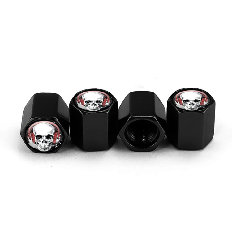 4pcs /Set Headset Skeleton Metal Tire Valve Caps Automobile Universal Modified Valve Covers(Black) - Tire Valve Caps by buy2fix | Online Shopping UK | buy2fix