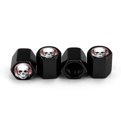 4pcs /Set Headset Skeleton Metal Tire Valve Caps Automobile Universal Modified Valve Covers(Black) - Tire Valve Caps by buy2fix | Online Shopping UK | buy2fix