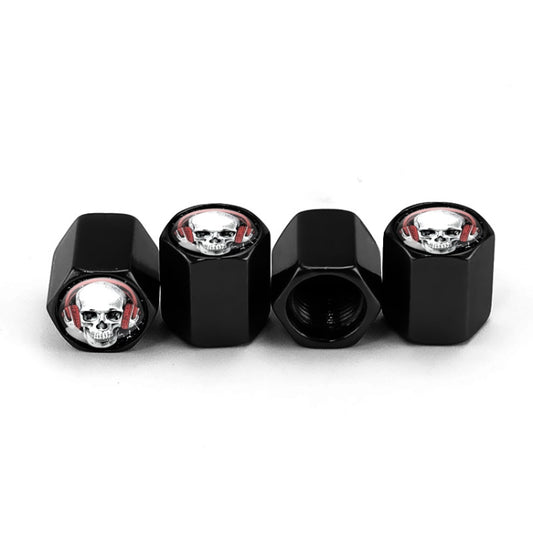 4pcs /Set Headset Skeleton Metal Tire Valve Caps Automobile Universal Modified Valve Covers(Black) - Tire Valve Caps by buy2fix | Online Shopping UK | buy2fix