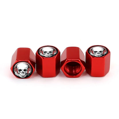 4pcs /Set Headset Skeleton Metal Tire Valve Caps Automobile Universal Modified Valve Covers(Red) - Tire Valve Caps by buy2fix | Online Shopping UK | buy2fix