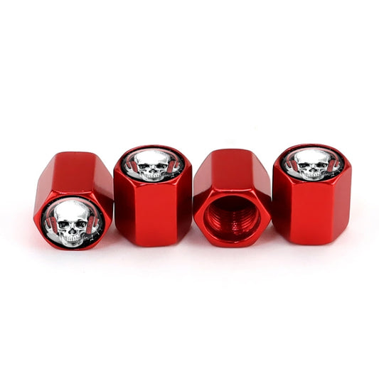 4pcs /Set Headset Skeleton Metal Tire Valve Caps Automobile Universal Modified Valve Covers(Red) - Tire Valve Caps by buy2fix | Online Shopping UK | buy2fix