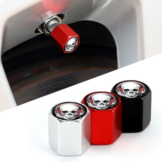 4pcs /Set Headset Skeleton Metal Tire Valve Caps Automobile Universal Modified Valve Covers(Red) - Tire Valve Caps by buy2fix | Online Shopping UK | buy2fix