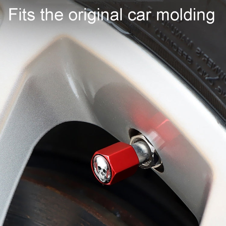 4pcs /Set Headset Skeleton Metal Tire Valve Caps Automobile Universal Modified Valve Covers(Red) - Tire Valve Caps by buy2fix | Online Shopping UK | buy2fix