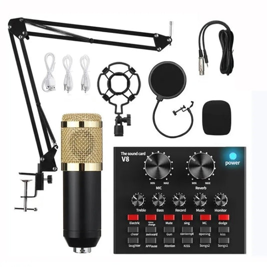 BM800+V8 Sound Card Set Audio Condenser Mic Studio Singing Microphone - Microphone Audio Cable & Connector by buy2fix | Online Shopping UK | buy2fix