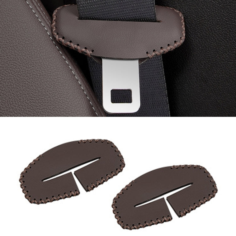 For BMW 1pair Seatbelt Insert Protector Bumper Belt Chuck Decoration(Brown) by buy2fix