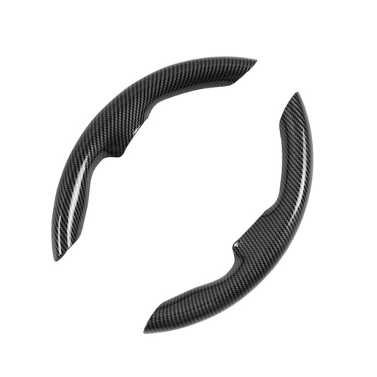 For Tesla Model3/Y 30cm Carbon Fiber Pattern Steering Wheel Handlebar Cover(Black) by buy2fix