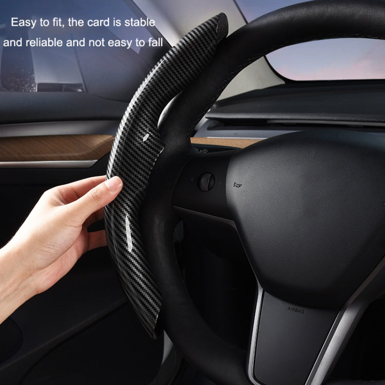 For Tesla Model3/Y 30cm Carbon Fiber Pattern Steering Wheel Handlebar Cover(Black) by buy2fix