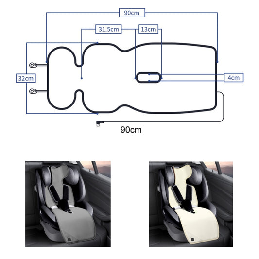 Car USB Heated Seat Cushion Winter Plush Child Seat Pad, Size: 90x32cm(Beige) by buy2fix