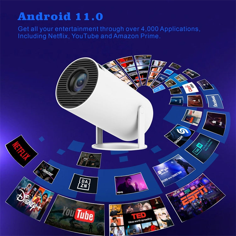 HY300 Smart Projector Android 11.0 System 120 Lumen Portable Projector US Plug - Mini Projector by buy2fix | Online Shopping UK | buy2fix