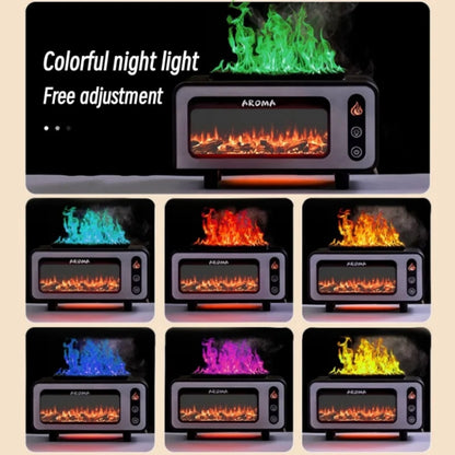 200ml  Fireplace Flame Aromatherapy Air Humidifier USB Colorful Night Light Essential Oil Diffuser(White) - Air Purifiers & Accessories by buy2fix | Online Shopping UK | buy2fix