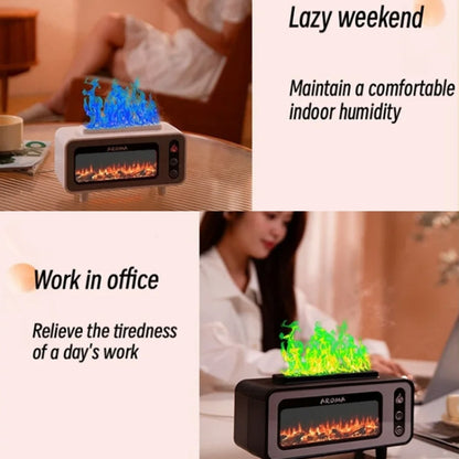 200ml  Fireplace Flame Aromatherapy Air Humidifier USB Colorful Night Light Essential Oil Diffuser(White) - Air Purifiers & Accessories by buy2fix | Online Shopping UK | buy2fix