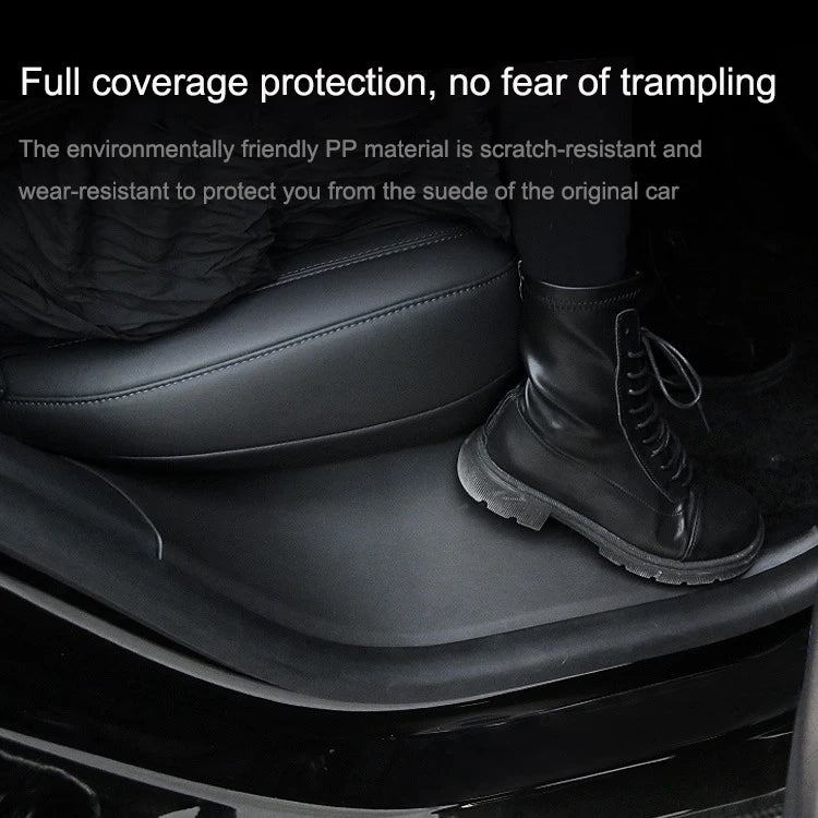For Tesla Model Y Rear Door Built-In Sill Strip Rear Seats Anti-Kick Leather Protective Pad(Black) by buy2fix