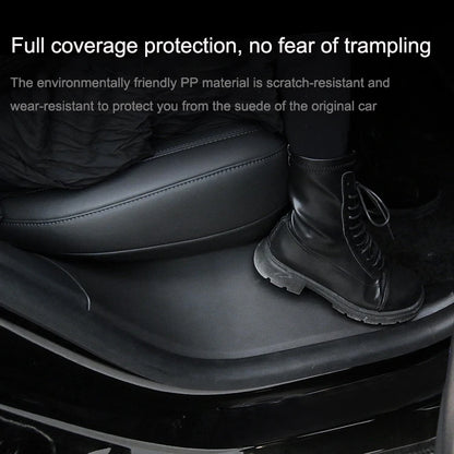 For Tesla Model Y Rear Door Built-In Sill Strip Rear Seats Anti-Kick Leather Protective Pad(Black) by buy2fix