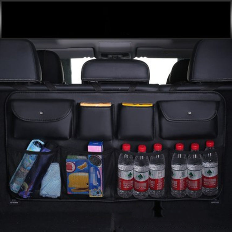 Car Trunk Leather Storage Bag Large Capacity Rear Seat Back Pouch, Style: Mesh Pocket(Black) by buy2fix