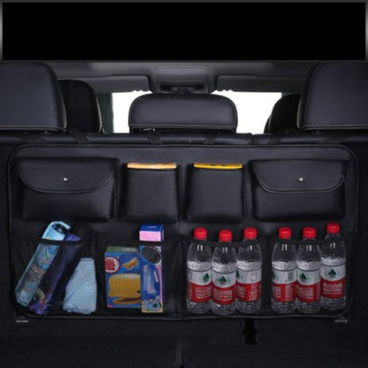 Car Trunk Leather Storage Bag Large Capacity Rear Seat Back Pouch, Style: Mesh Pocket(Black) by buy2fix