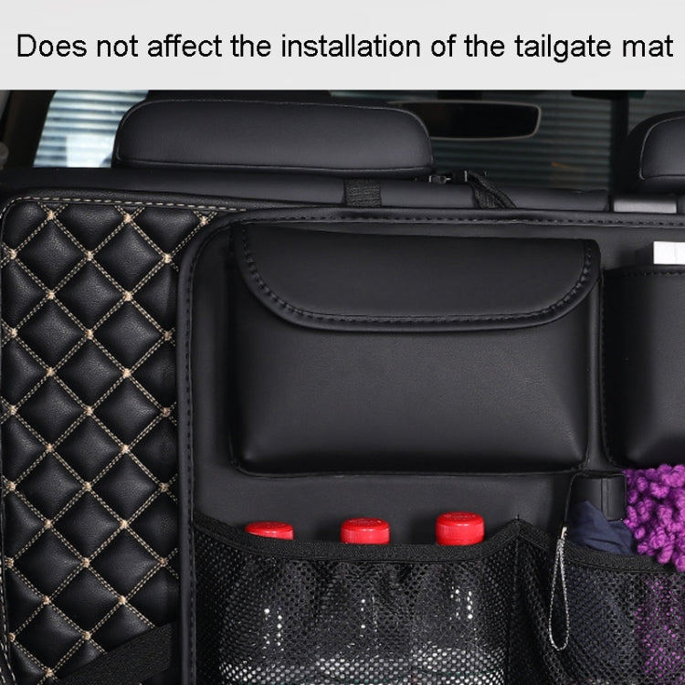 Car Trunk Leather Storage Bag Large Capacity Rear Seat Back Pouch, Style: Leather(Black) by buy2fix