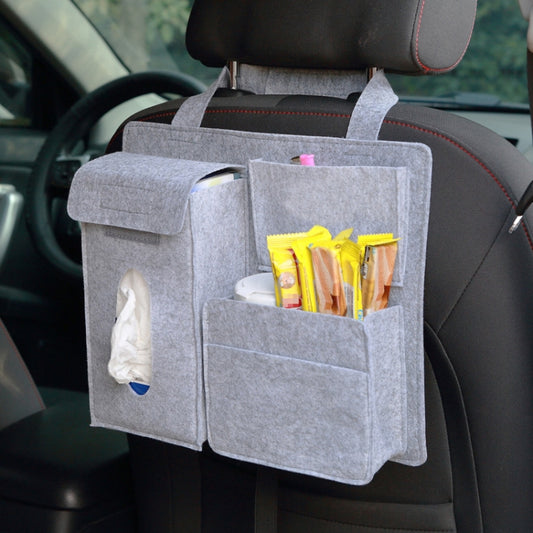 Felt Car Storage Bag Car Back Seat Hanging Organizer Bag(Light Gray) by buy2fix