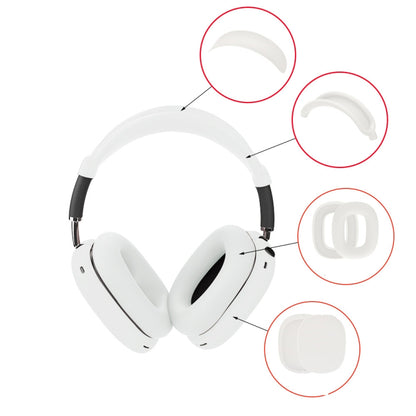 For AirPods Max Headphones 4-in-1 Silicone Replacement Cover Kit(White) - Earmuff & Pad by buy2fix | Online Shopping UK | buy2fix
