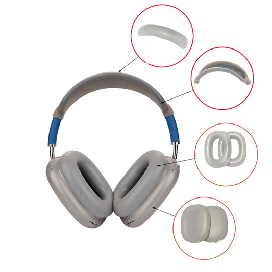 For AirPods Max Headphones 4-in-1 Silicone Replacement Cover Kit(Transparent Black) - Earmuff & Pad by buy2fix | Online Shopping UK | buy2fix