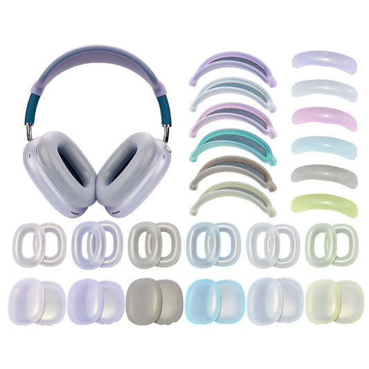 For AirPods Max Headphones 4-in-1 Silicone Replacement Cover Kit(Transparent Black) - Earmuff & Pad by buy2fix | Online Shopping UK | buy2fix