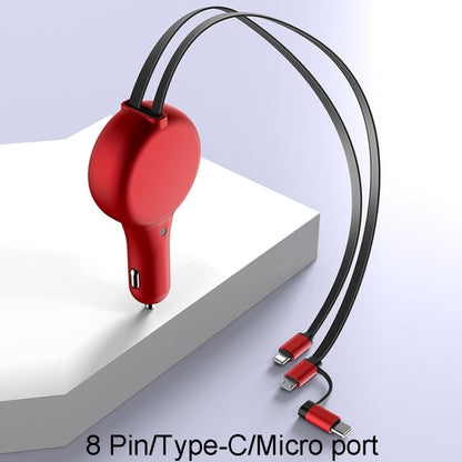PD18W +QC 3.0 3 In 1 Retractable Car Charger With 8 Pin & Type-C/USB-C & Micro Port(Black) - Car Charger by buy2fix | Online Shopping UK | buy2fix