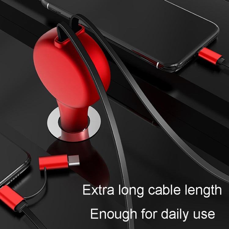 PD18W +QC 3.0 3 In 1 Retractable Car Charger With 8 Pin & Type-C/USB-C & Micro Port(Black) - Car Charger by buy2fix | Online Shopping UK | buy2fix