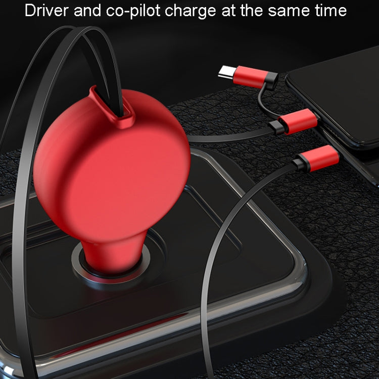 PD18W +QC 3.0 3 In 1 Retractable Car Charger With 8 Pin & Type-C/USB-C & Micro Port(Black) - Car Charger by buy2fix | Online Shopping UK | buy2fix