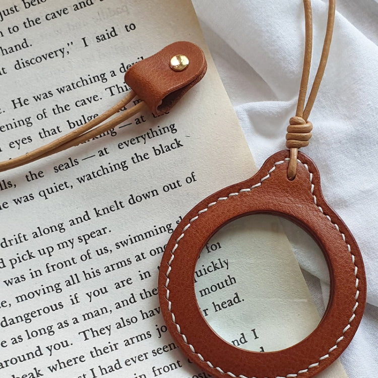 3X Adjustable Hanging Magnifier Portable Elderly Magnifying Glass with Leather Case(Light Brown) - Others by buy2fix | Online Shopping UK | buy2fix
