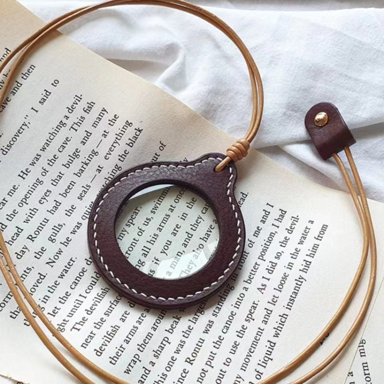 3X Adjustable Hanging Magnifier Portable Elderly Magnifying Glass with Leather Case(Light Brown) - Others by buy2fix | Online Shopping UK | buy2fix