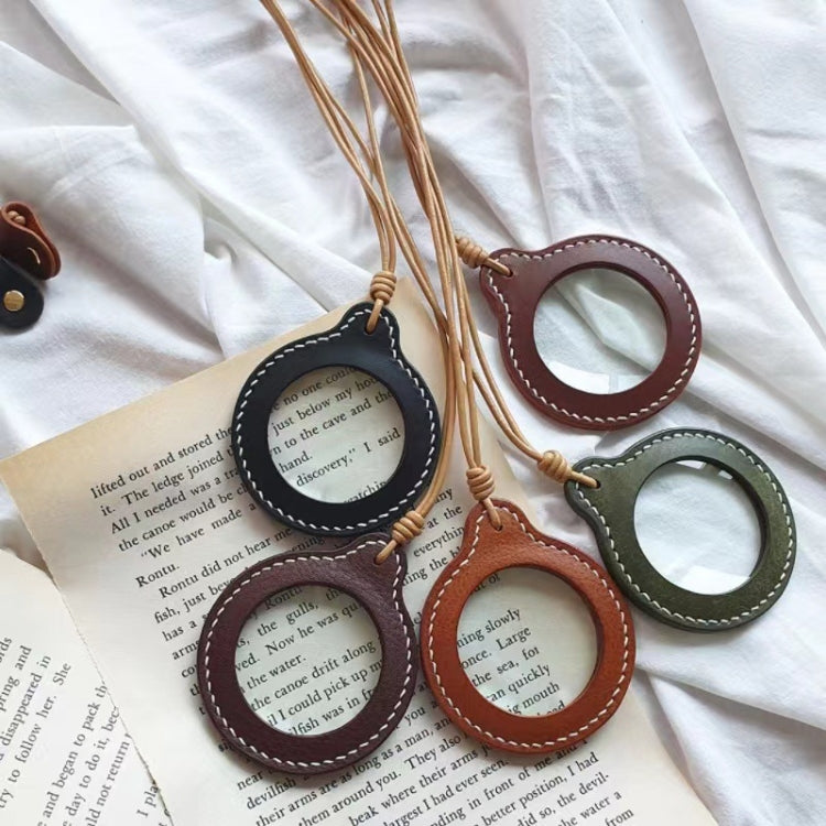 3X Adjustable Hanging Magnifier Portable Elderly Magnifying Glass with Leather Case(Light Brown) - Others by buy2fix | Online Shopping UK | buy2fix