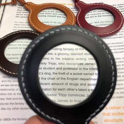3X Adjustable Hanging Magnifier Portable Elderly Magnifying Glass with Leather Case(Light Brown) - Others by buy2fix | Online Shopping UK | buy2fix