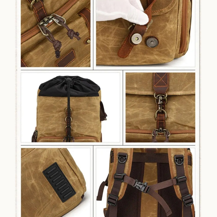 Large Capacity SLR Digital Camera Bag Laptop Backpack Canvas Storage Bag(Earth Yellow) by buy2fix