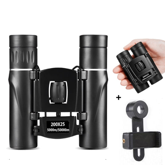 200 x 25 With Phone Clip HD Powerful Folding Binoculars for Hunting Outdoor Camping - Binoculars by buy2fix | Online Shopping UK | buy2fix