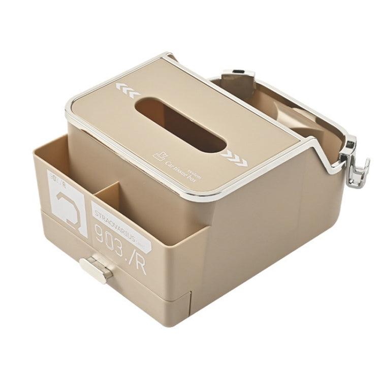 Car Tissue Box Multifunction Cup Holder Armrest Box Storage Box(Beige) by buy2fix