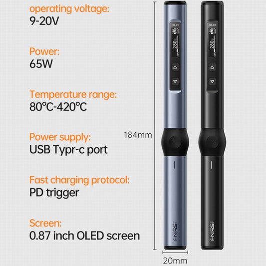 FNIRSI 4pcs/ Set Mini Soldering Station Digital Display Constant Temperature Smart Soldering Iron, Color: Black Standard BC2 - Electric Soldering Iron by FNIRSI | Online Shopping UK | buy2fix