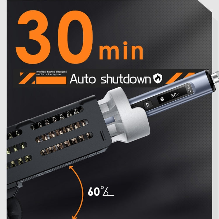 FNIRSI 9pcs/ Set Mini Soldering Station Digital Display Constant Temperature Smart Soldering Iron, Color: Black Standard 6 Heads by FNIRSI