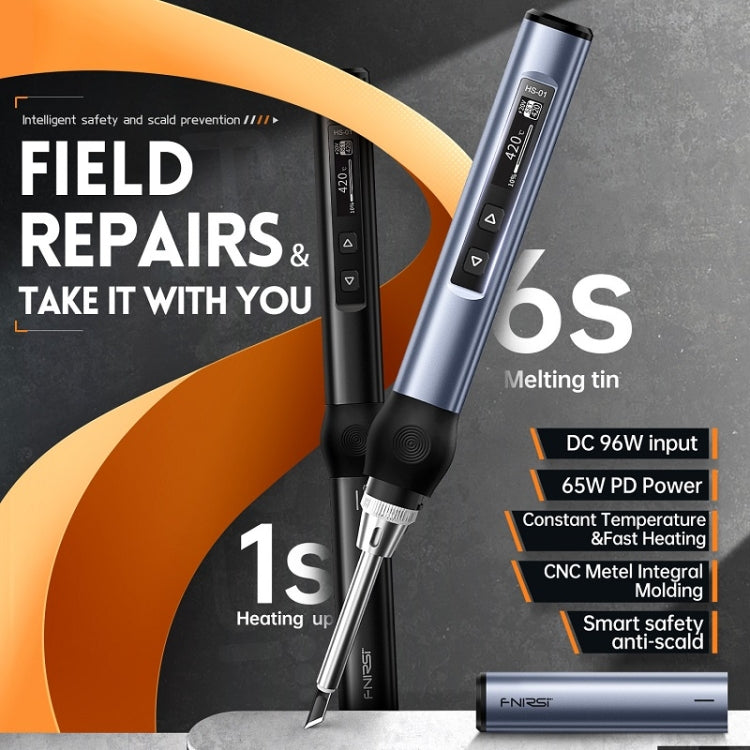 FNIRSI 9pcs/ Set Mini Soldering Station Digital Display Constant Temperature Smart Soldering Iron, Color: Black Standard 6 Heads by FNIRSI